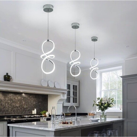 Silver Pendant White Light Kitchen Island Hanging Ceiling Light for Dining Room - Picture 6 of 6